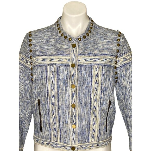 Rebecca Minkoff NWT $328 Blue Denim Studded Enabel Jacket, Women's Size 10 - Picture 3 of 13